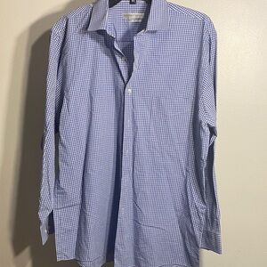 Geoffrey Beene Gingham Blue and White Shirt
